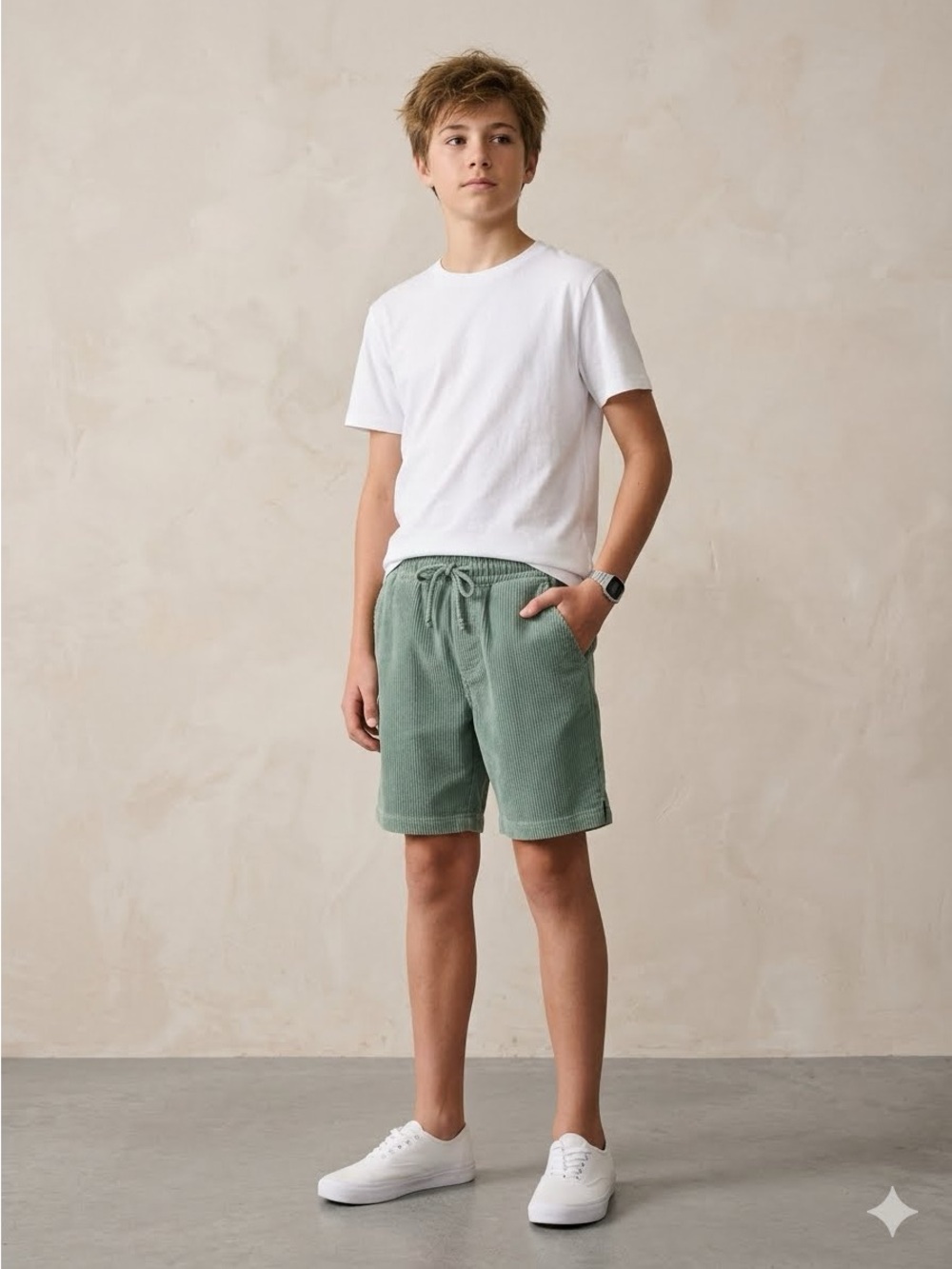 Sovereign Code Green Corduroy Kids Shorts